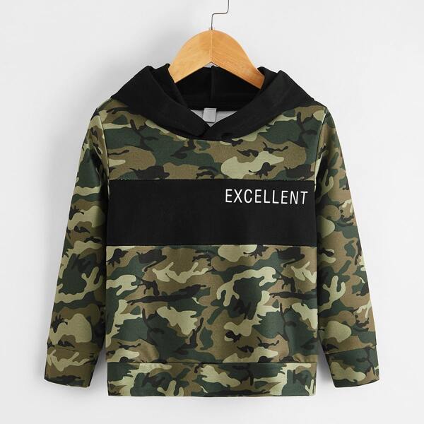 

Toddler Boys Camo And Letter Graphic Hoodie, Multicolor