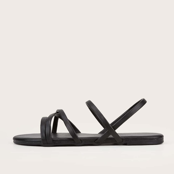 

Thin Strap Slingback Sandals, Black