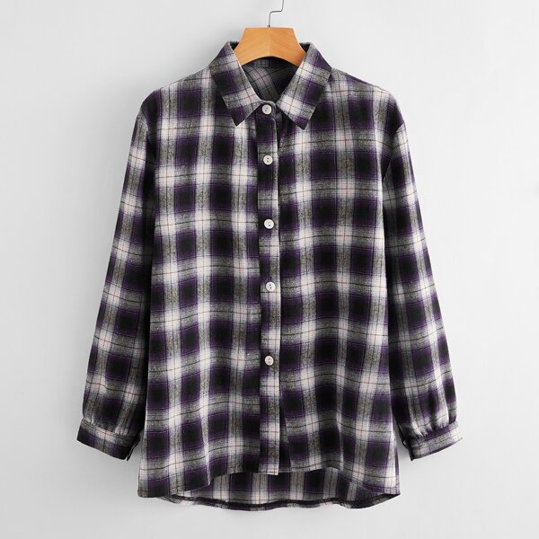 

Drop Shoulder Plaid Blouse, Multicolor
