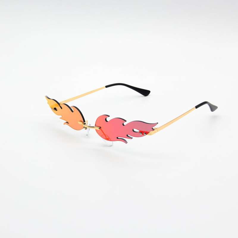 

Flame Shaped Lens Rimless Sunglasses