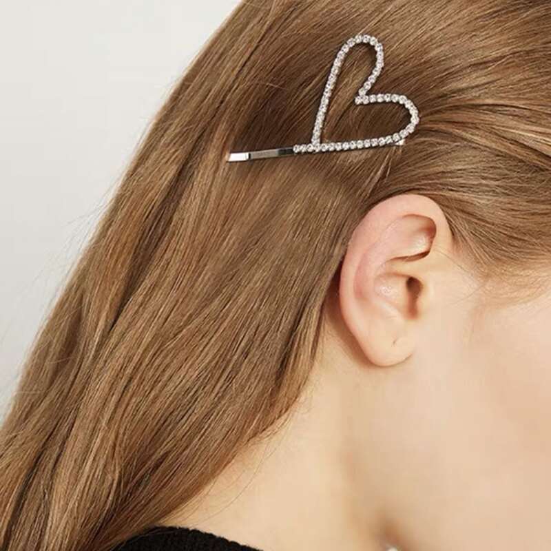 

Rhinestone Heart Hair Clip, Gold