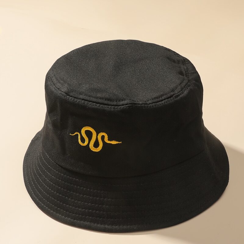 

Snake Embroidery Bucket Hat, Black