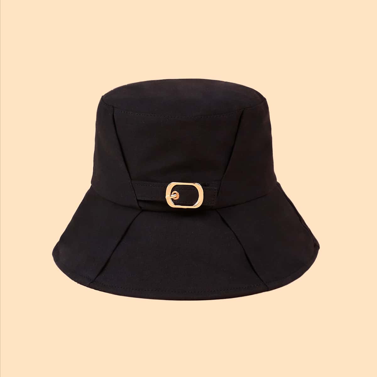 

Solid Buckle Bucket Hat, Black
