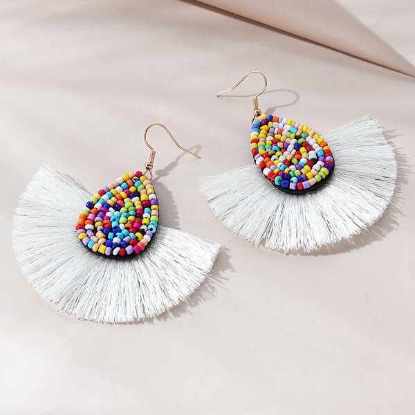 

Seed Bead Decor Tassel Drop Earrings, Multicolor