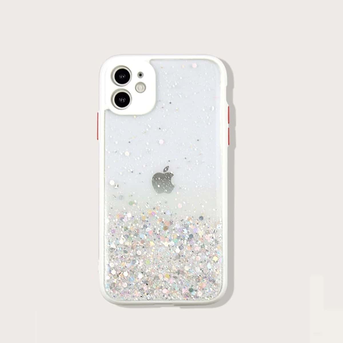 

Contrast Frame Glitter iPhone Case, White