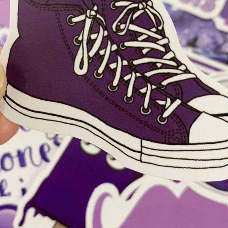 

50pcs Cartoon Sticker, Purple