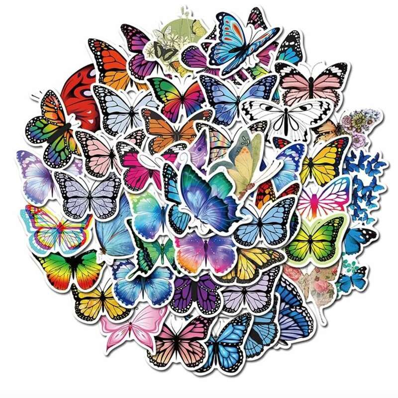 

50pcs Butterfly Pattern Sticker, Multicolor