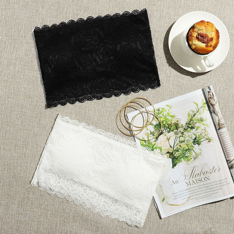 

2pack Floral Lace Bandeau Set, Black and white