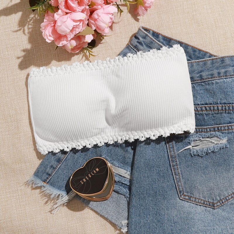 

1pc Simple Bandeau Bralette, White