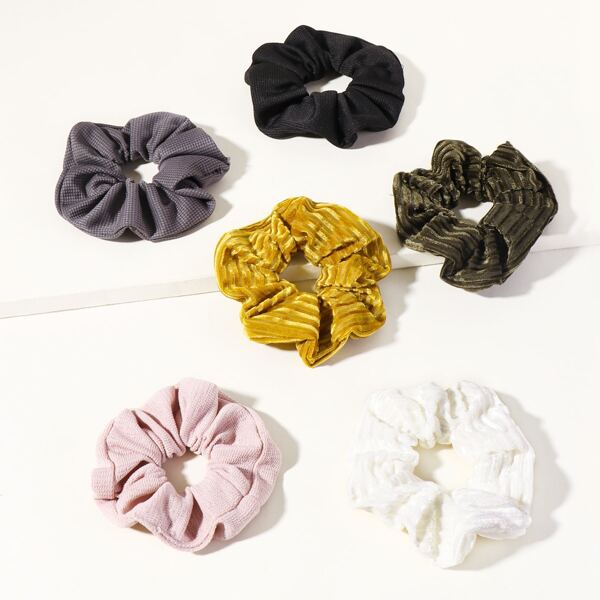 

6pcs Simple Plain Scrunchie, Multicolor