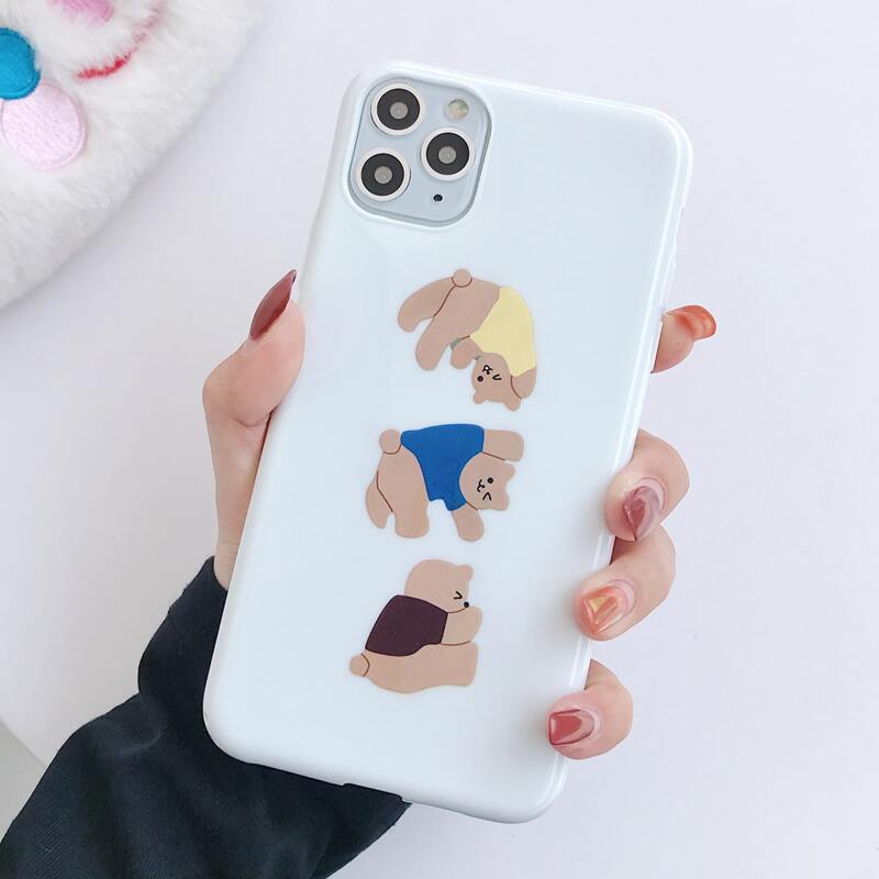 

Cartoon Bear iPhone Case, White