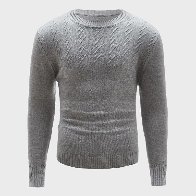 

Guys Solid Round Neck Sweater, Light grey
