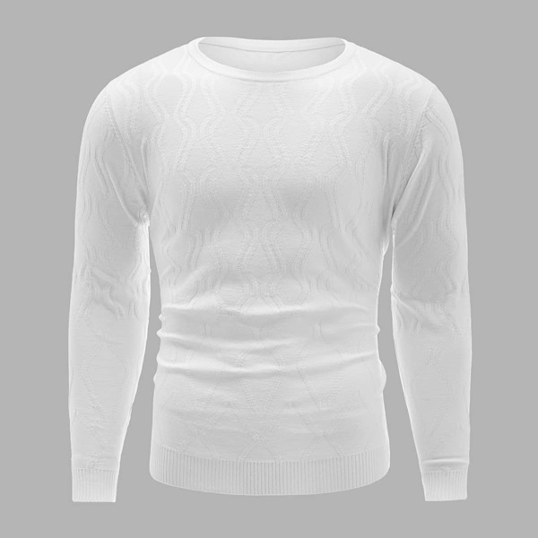 

Men Solid Round Neck Sweater, White