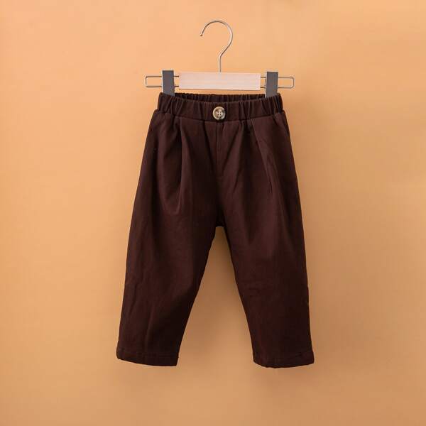 

Toddler Girls Solid Button Front Pants, Chocolate brown