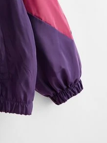 SHEIN EZwear áo khoác kích thước lớn Dây kéo Khối Màu Thể thao - Nhiều màu - Xem 3