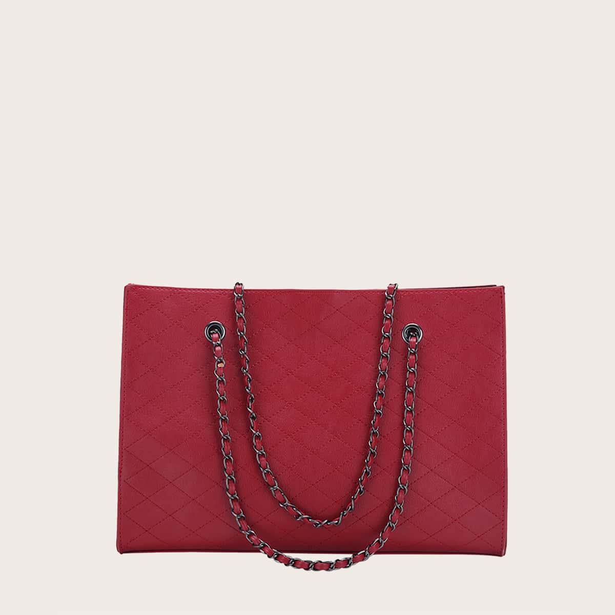 

Quilted Tote Bag With Inner Pouch, Red