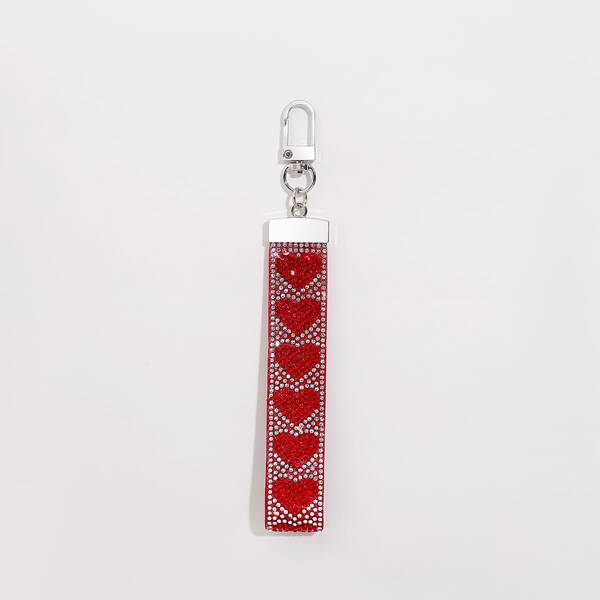 

Rhinestone Heart Design Keychain, Red