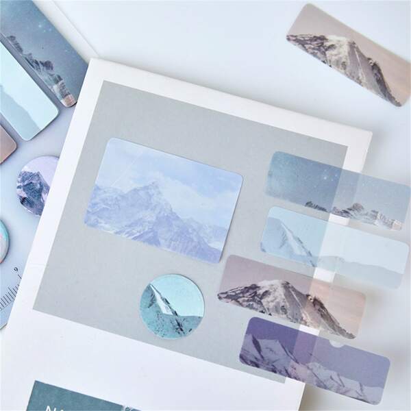 

90pcs Random Landscape Print Material Paper, Multicolor