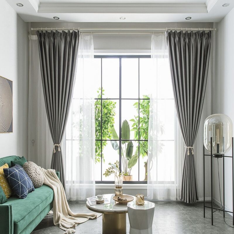 

1pc Solid Blackout Curtain, Grey