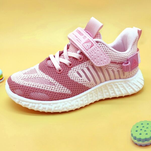 

Girls Letter Graphic Velcro Strap Sneakers, Pink