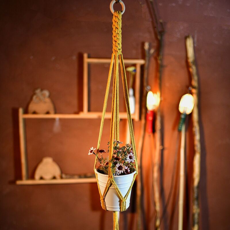 

1pc Macrame Plant Hanger, Yellow