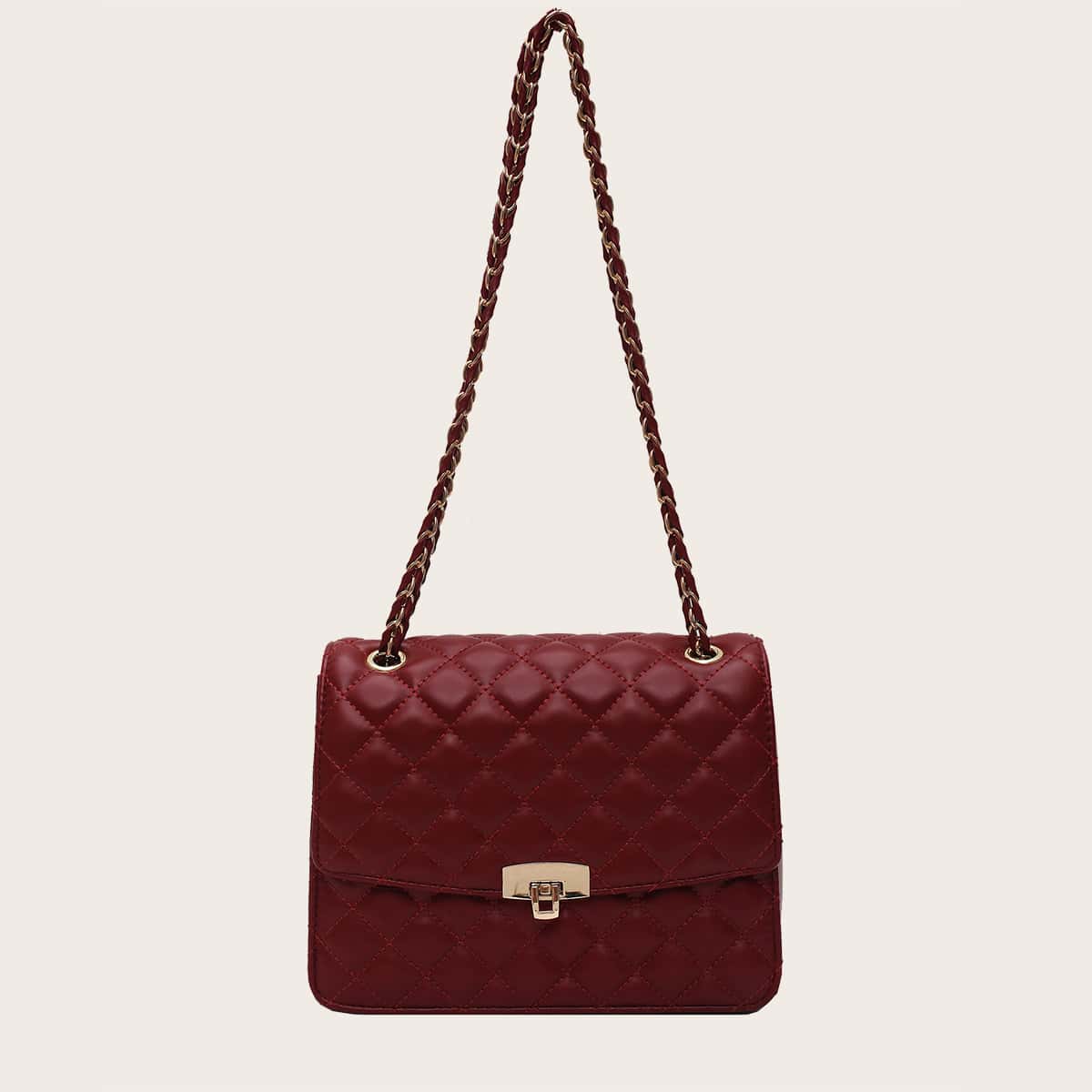 

Quilted Flap Shoulder Bag, Red