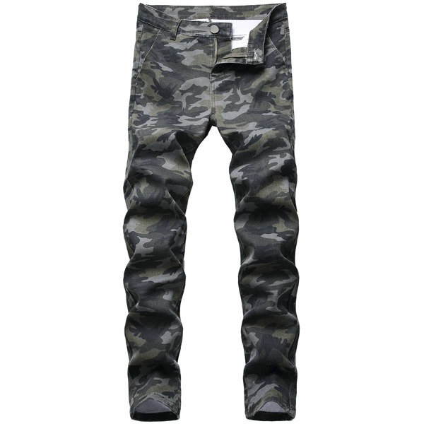 

Men Camo Print Zipper Fly Skinny Jeans, Multicolor
