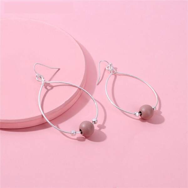 

Bead Decor Drop Earrings, Silver