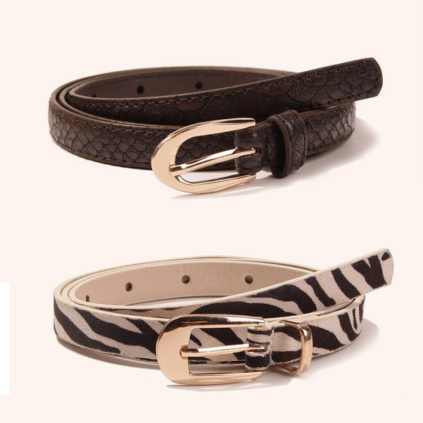 

2pcs Zebra Print Belt, Multicolor