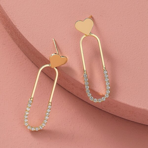 

Heart Geometric Drop Earrings, Gold