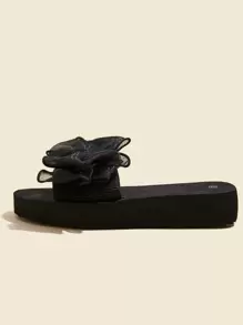 Women Bow Decor Slides, Fashion Summer Slides,Beach Outfits,Slippers Women - Black - View 4