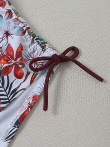 SHEIN Swim Summer Beach Floral & Tropical Hanky Hem Bikini - Multicolor - View 4