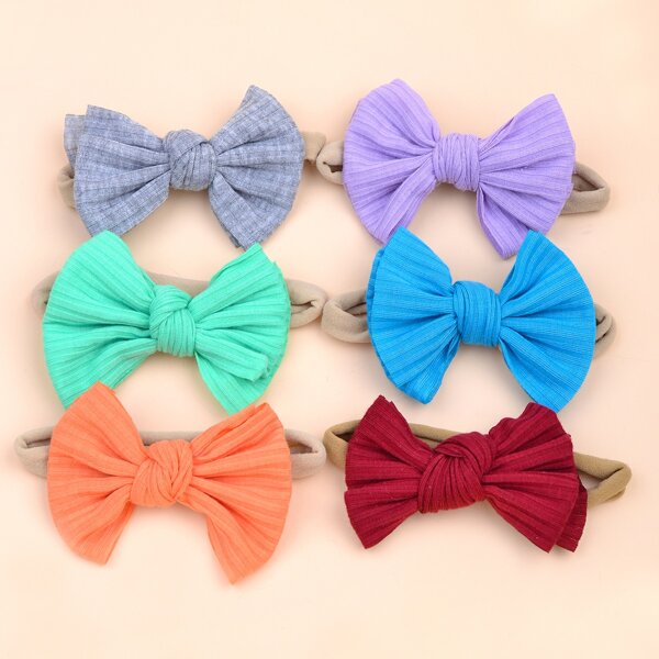 

6pcs Baby Bow Decor Headband, Multicolor