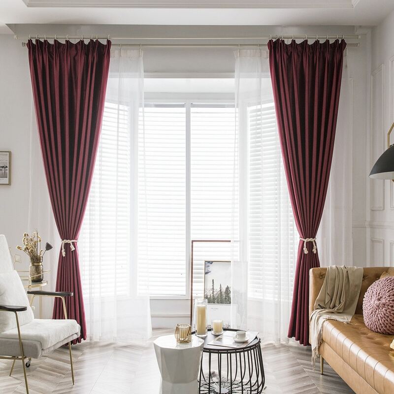 

1pc Solid Blackout Curtain, Burgundy