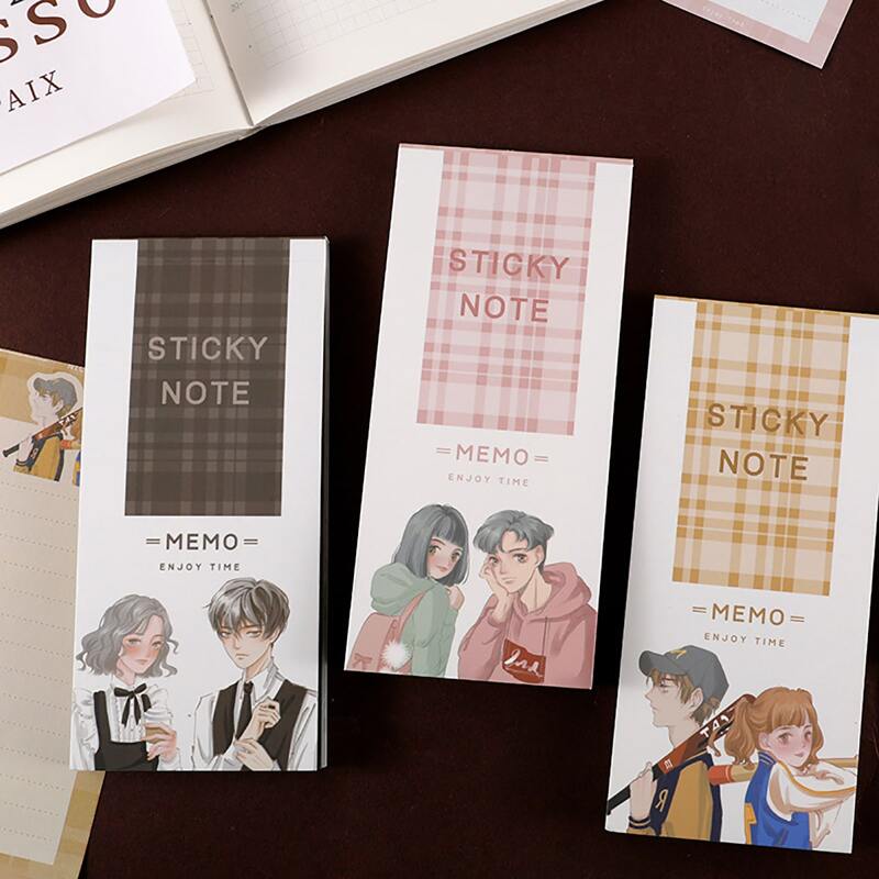 

4packs Cartoon Graphic Random Memo Pad, Multicolor