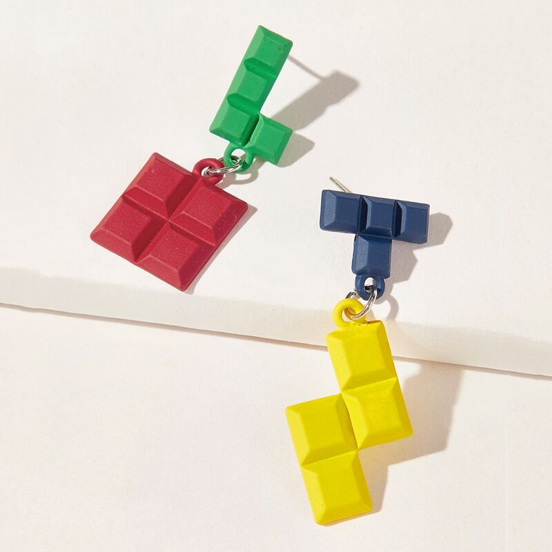 

Tetris Drop Earrings, Multicolor