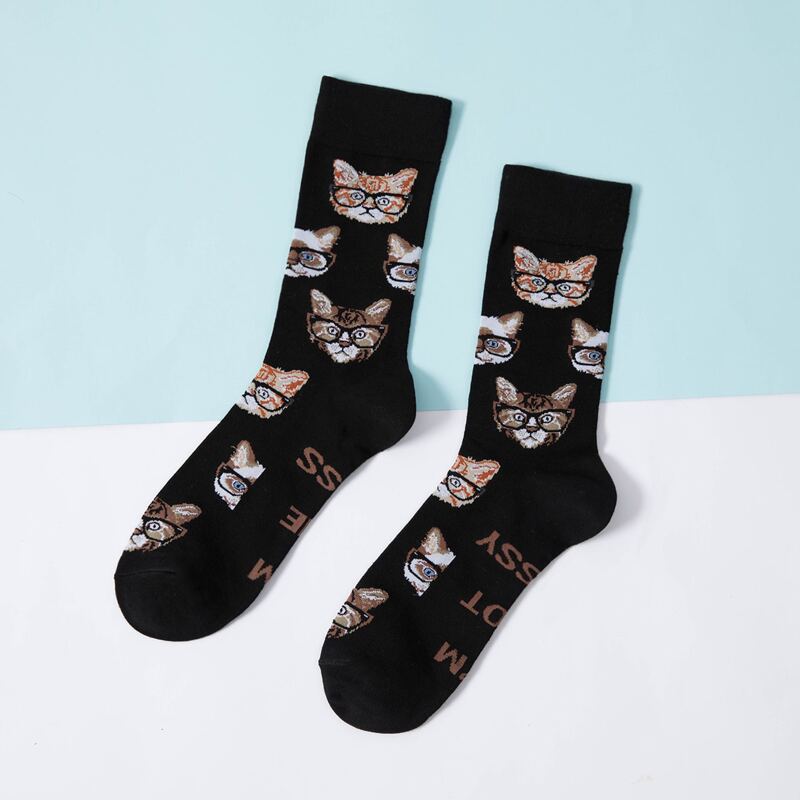 

Guys Cat Pattern Socks, Multicolor