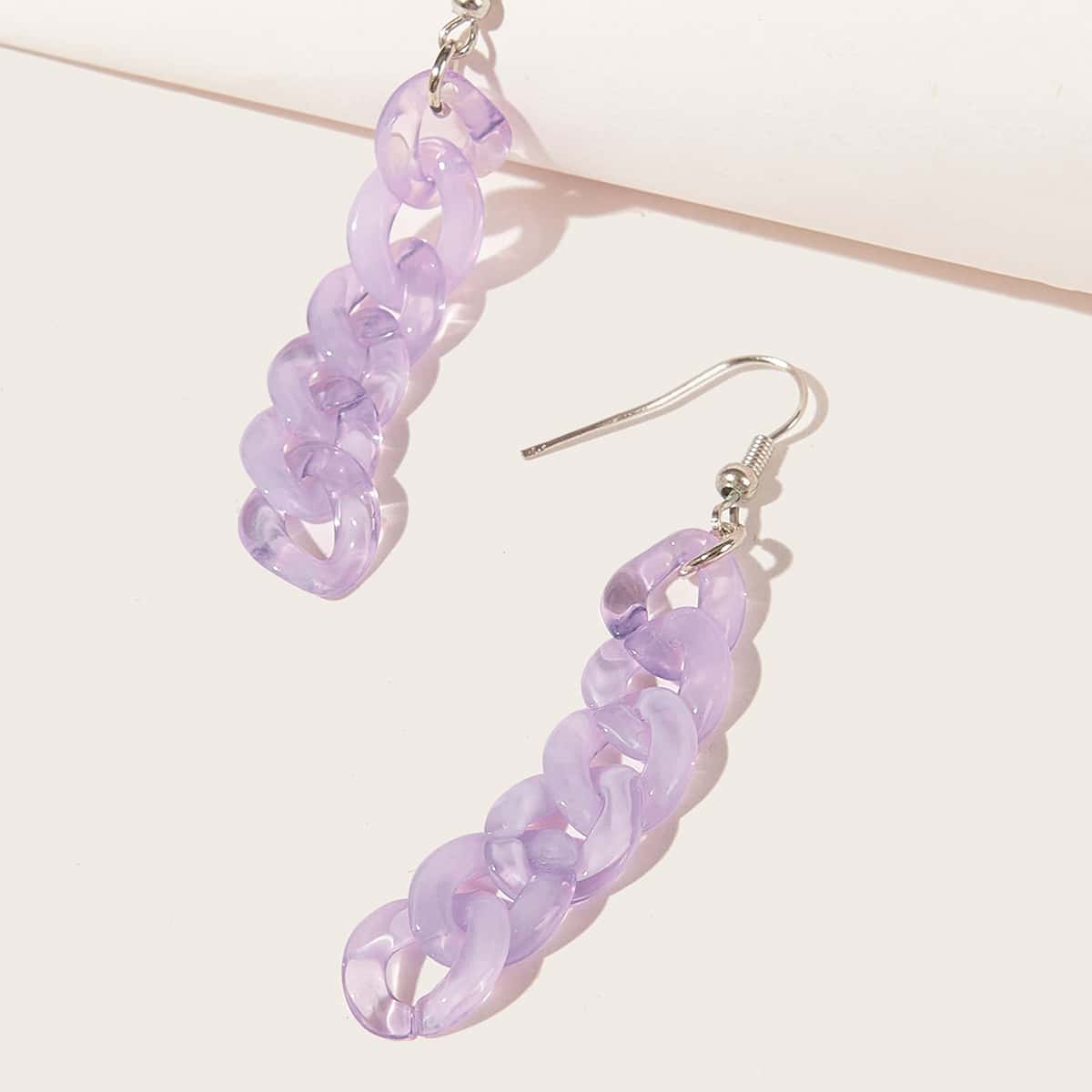 

Chain Drop Earrings, Purple