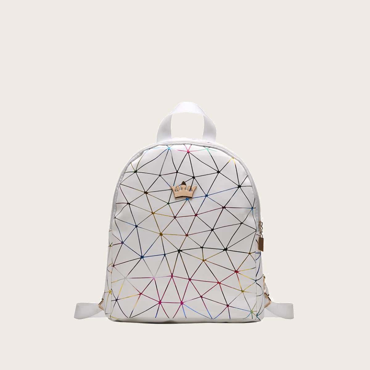 

Geo Zipper Backpack, White