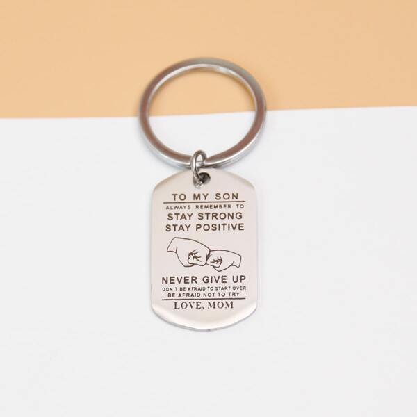 

Letter Engraved Metal Keychain, Silver