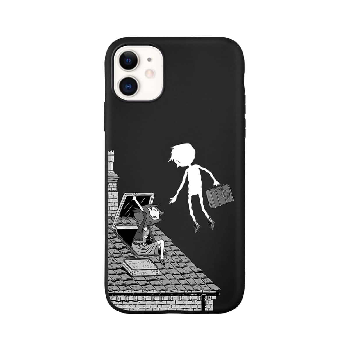 

1pc Cartoon Figure Graphic iPhone Case, Black and white