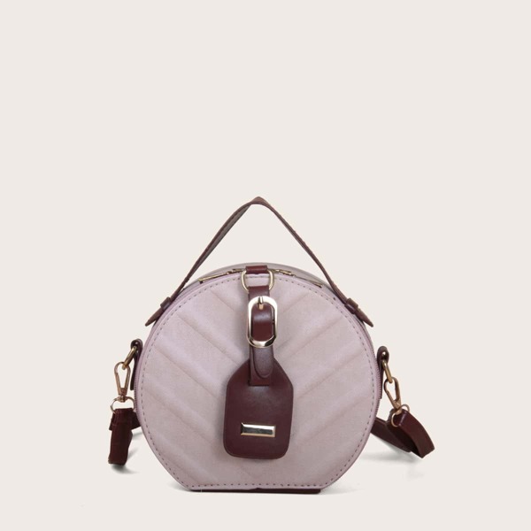 

Buckle Decor Chevron Box Bag, Dusty pink