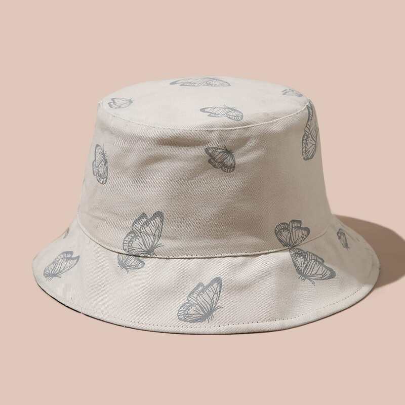 

Guys Butterfly Pattern Reversible Bucket Hat, Beige