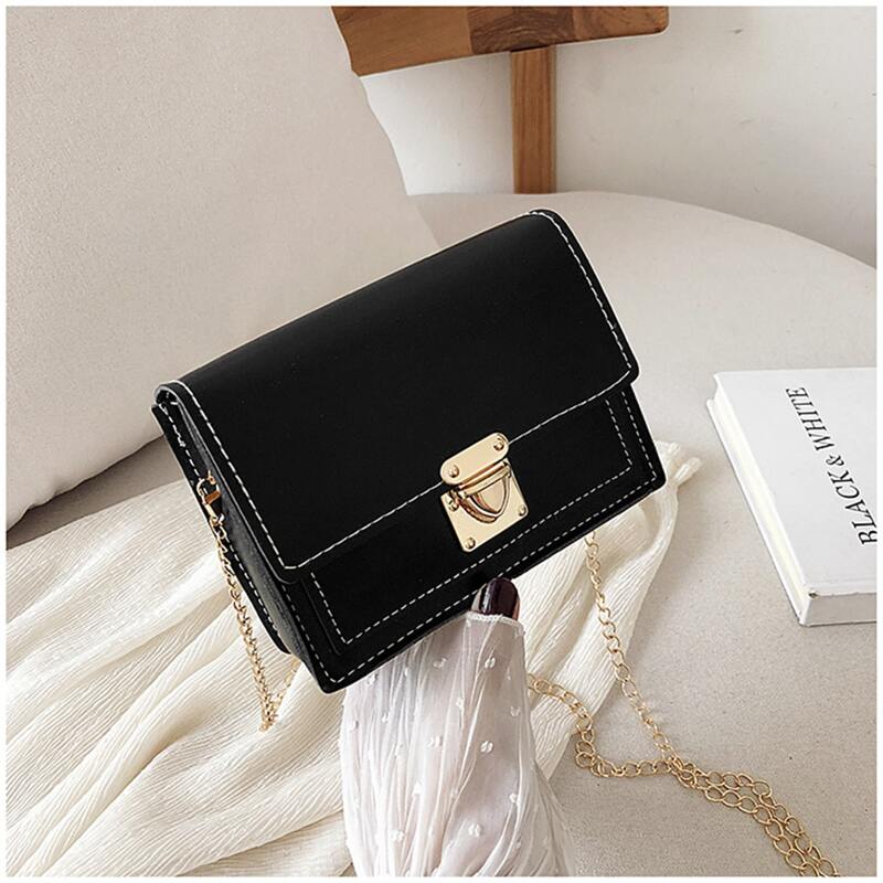 

Solid Chain Crossbody Bag, Black
