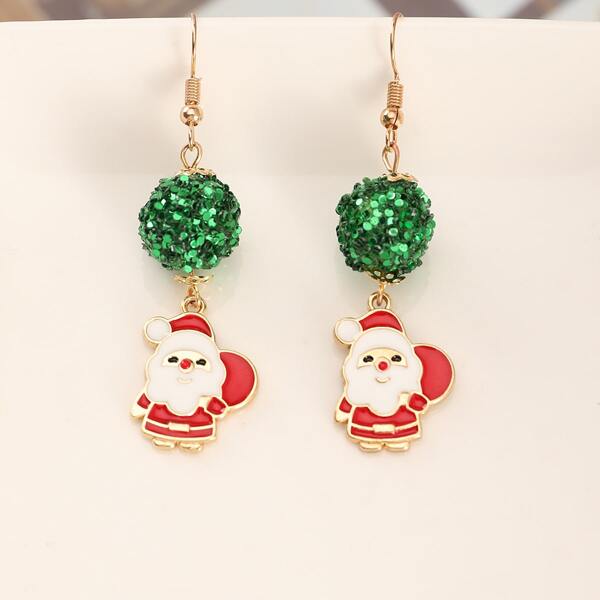 

Christmas Santa Claus Drop Earrings, Multicolor