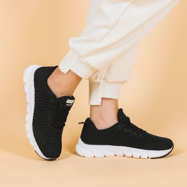 

Lace-up Front Low Top Sneakers, Black