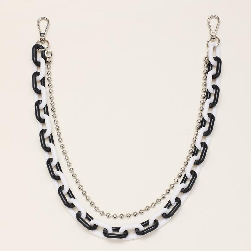 

Guys Layered Pant Chain, Black and white