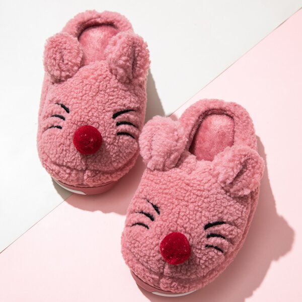 

Toddler Girls Cartoon Design Fluffy Slippers, Hot pink