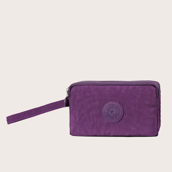 

Letter Patch Purse With Wristlet, Purple