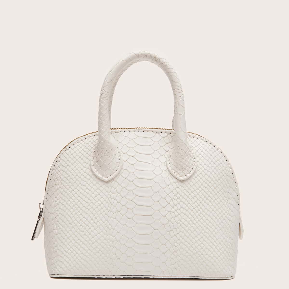 

Snakeskin Dome Bag, White